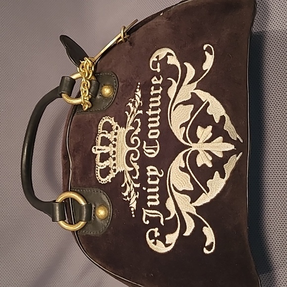 Black Royal Juicy Couture Velour Hand Bag Purse YHRU1931 - Picture 13 of 16